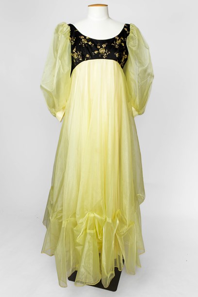 Colin Cole lemon yellow organza gown with contrast bodice, 1970s image item