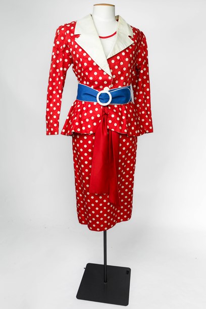 Colin Cole red and white polkadot suit ensemble, 1980s image item