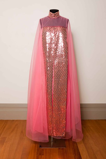 Watermelon pink sequinned ballgown image item